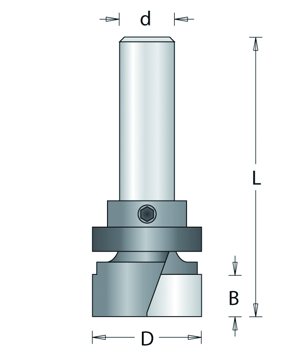 129-12 HM Bodemvlakfrees met Bovenlager 38,1mm d=12